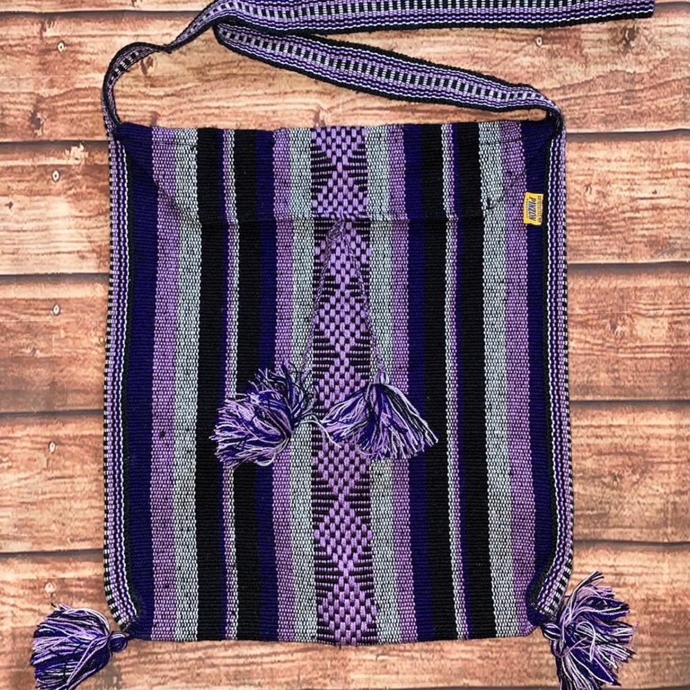 Crossbody boho Purple and Black Striped Women's Bag